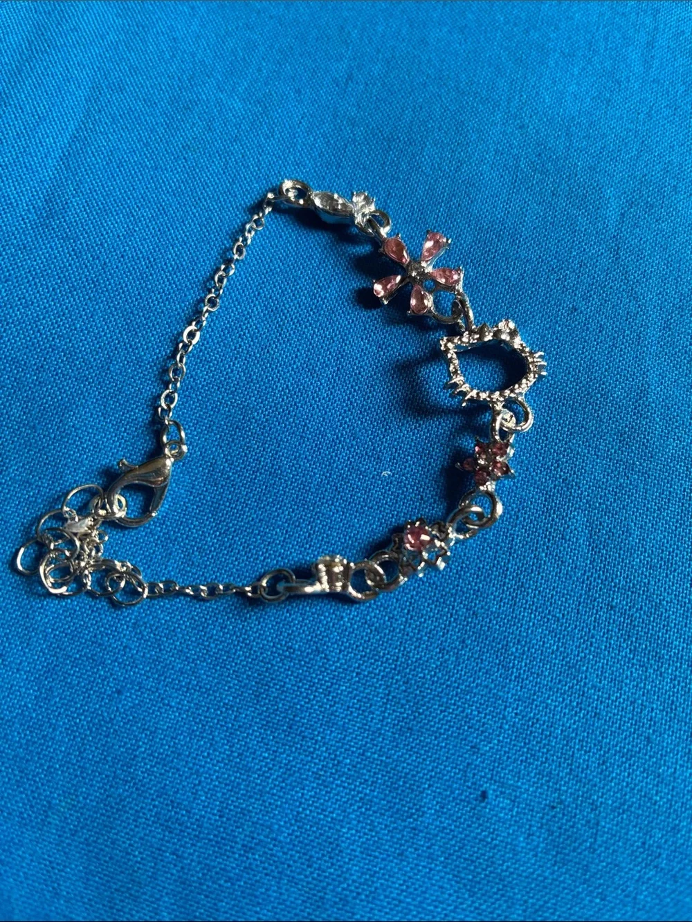 Bracelet with Pink Crystal Flower Accent